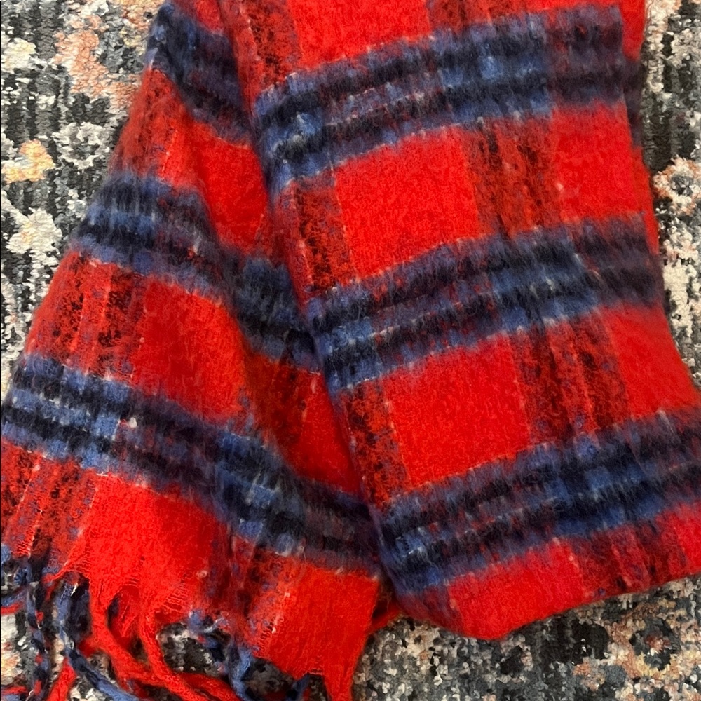 Aerie Vibrant Red and Blue Scarf